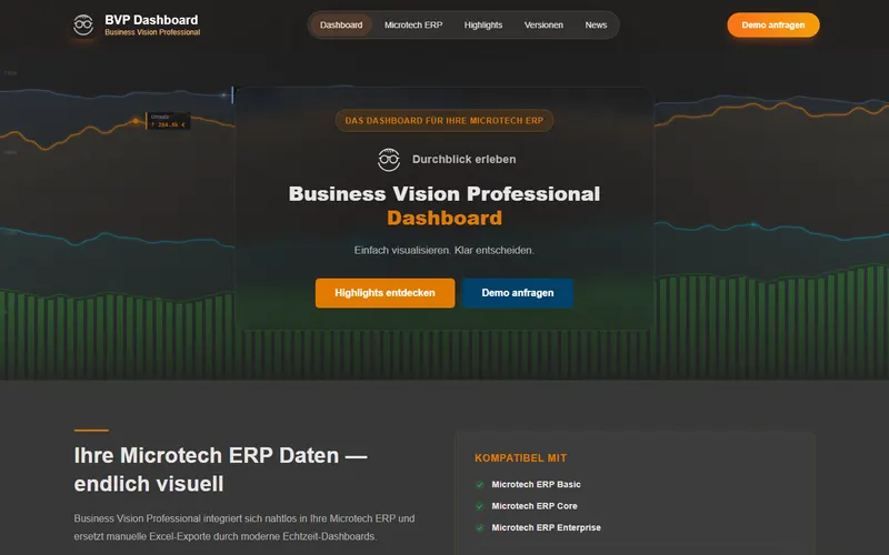 BVP Dashboard Website Screenshot