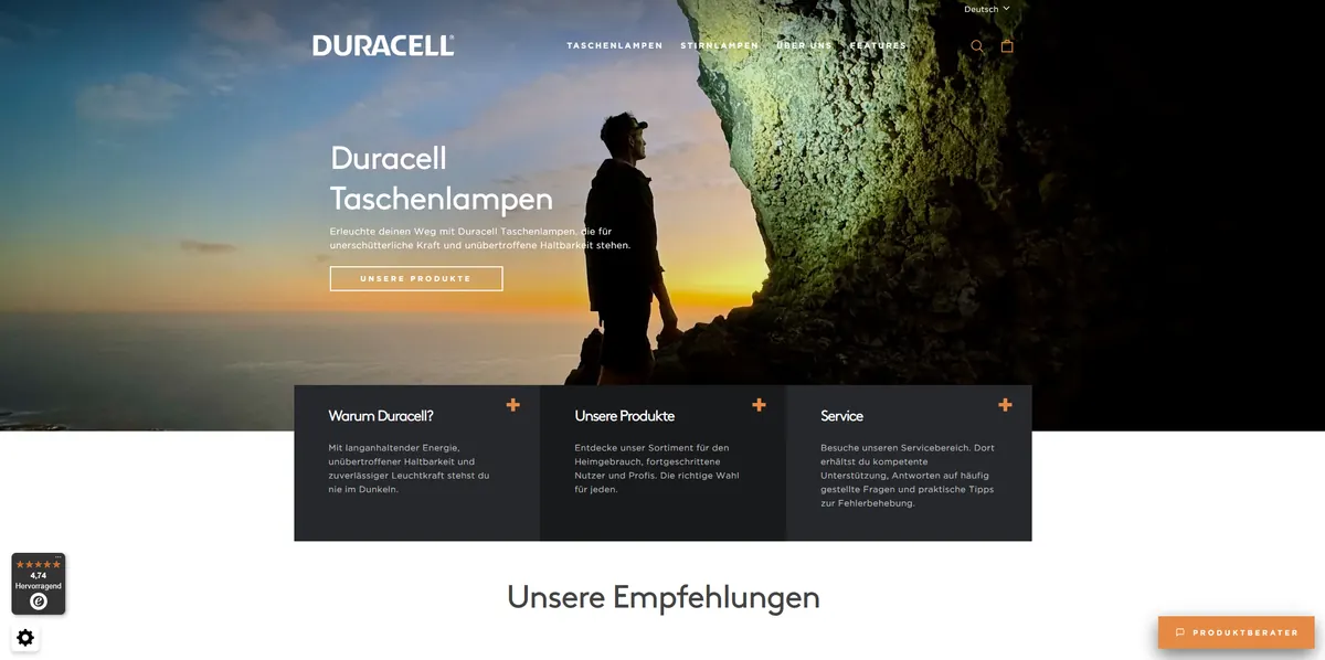Duracell Lights Website Screenshot